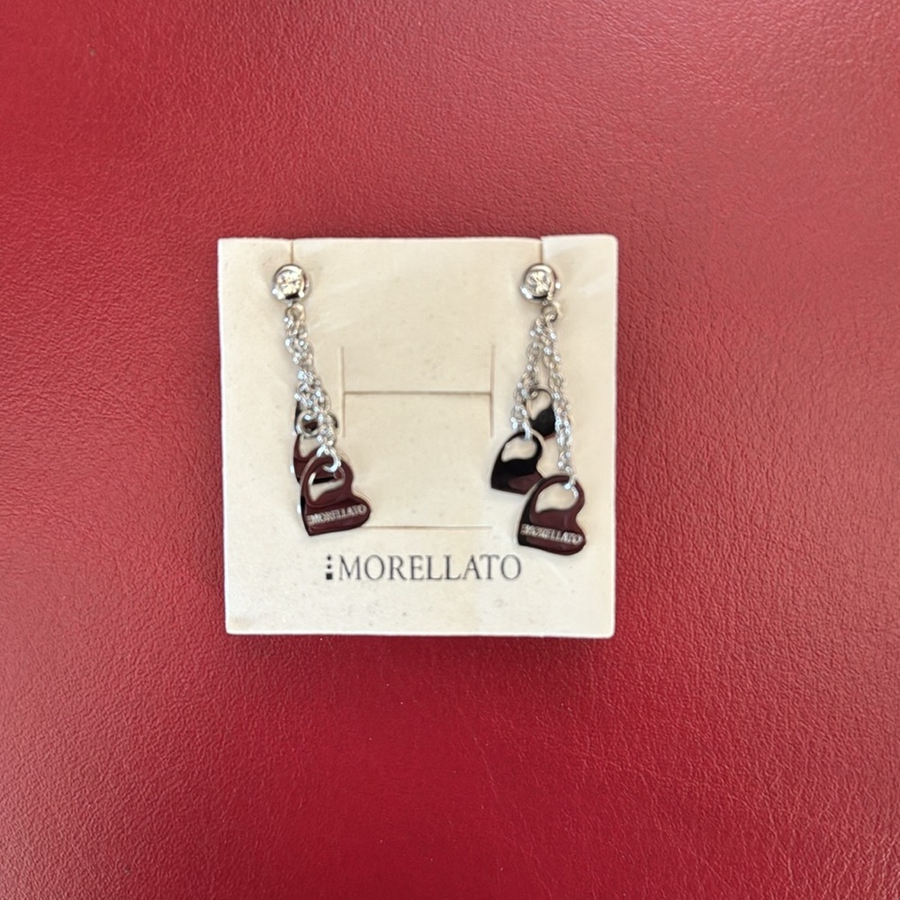 Morellato Silver Heart Dangle Earrings with Box and Authenticity - Picture 2 of 2